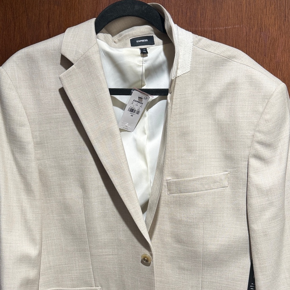 Express Men's Light Cream Single-Breasted Blazer